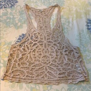 Lacy Racer Back Tank in Cream